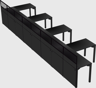 Shared l-shaped cubicle