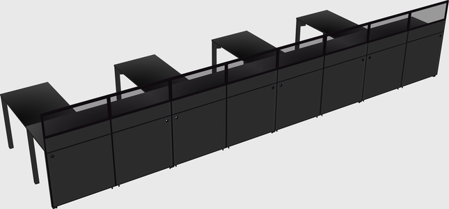 Shared l-shaped cubicle