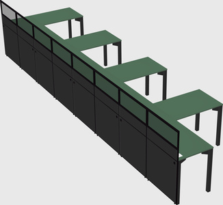 Shared l-shaped cubicle
