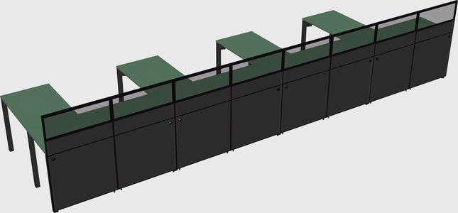 Shared l-shaped cubicle