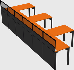 Shared l-shaped cubicle