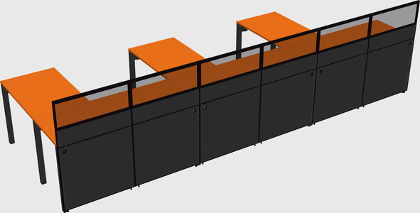 Shared l-shaped cubicle