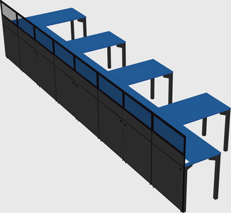 Shared l-shaped cubicle