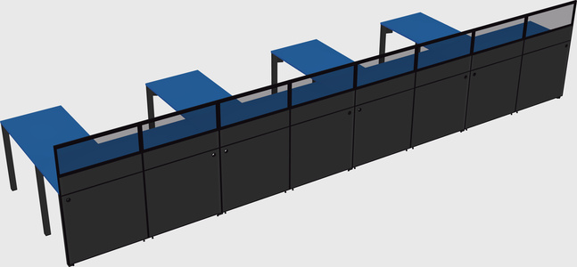 Shared l-shaped cubicle