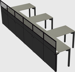 Shared l-shaped cubicle