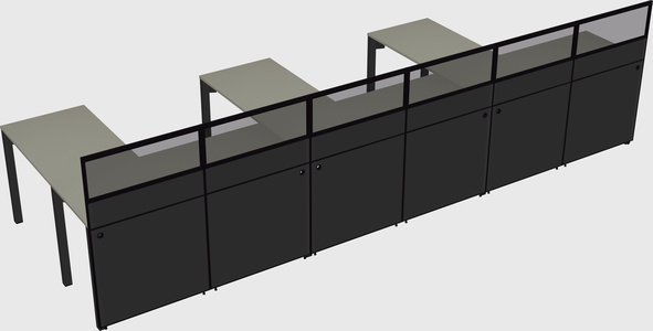 Shared l-shaped cubicle