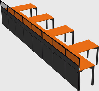 Shared l-shaped cubicle