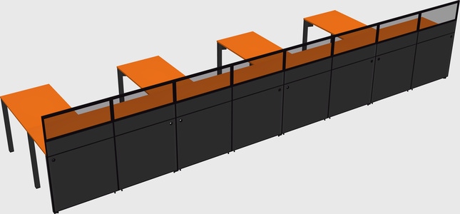 Shared l-shaped cubicle