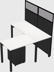 Shared l-shaped cubicle