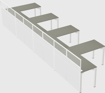 Shared l-shaped cubicle