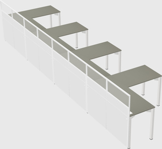 Shared l-shaped cubicle