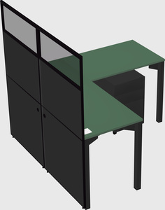 Shared l-shaped cubicle