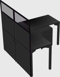 Shared l-shaped cubicle
