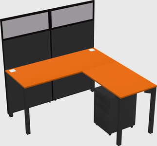 Shared l-shaped cubicle