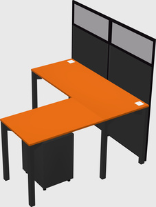 Shared l-shaped cubicle