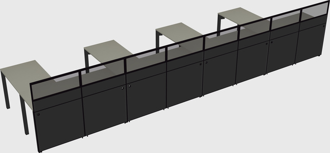 Shared l-shaped cubicle