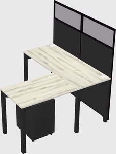 Shared l-shaped cubicle