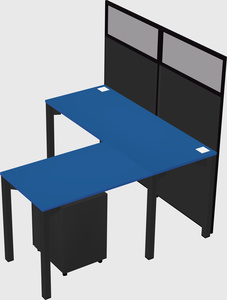 Shared l-shaped cubicle