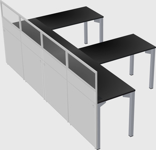 Shared l-shaped cubicle