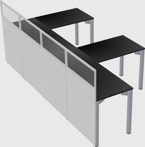 Shared l-shaped cubicle