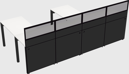 Shared l-shaped cubicle