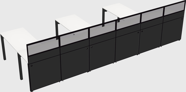 Shared l-shaped cubicle