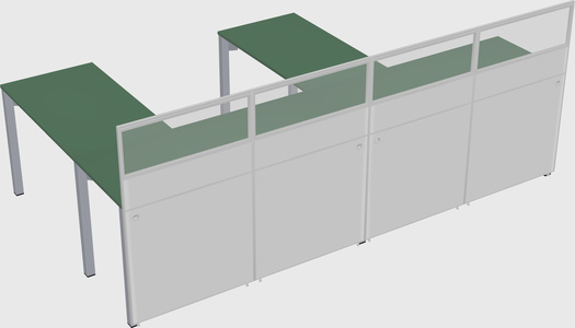 Shared l-shaped cubicle
