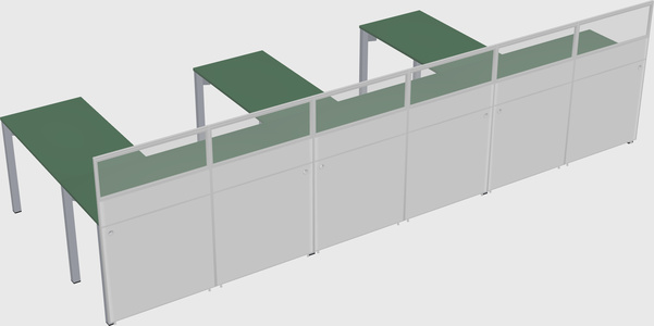 Shared l-shaped cubicle