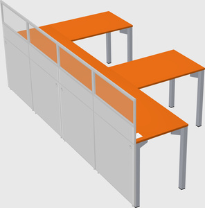 Shared l-shaped cubicle