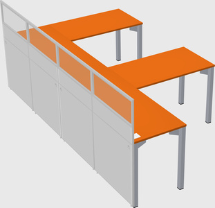 Shared l-shaped cubicle