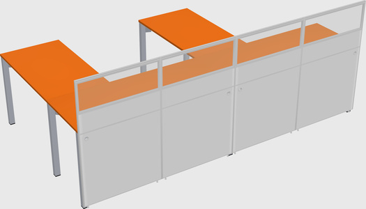 Shared l-shaped cubicle