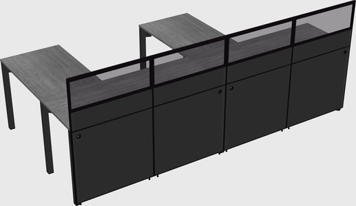 Shared l-shaped cubicle