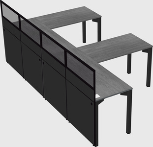 Shared l-shaped cubicle
