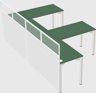 Shared l-shaped cubicle