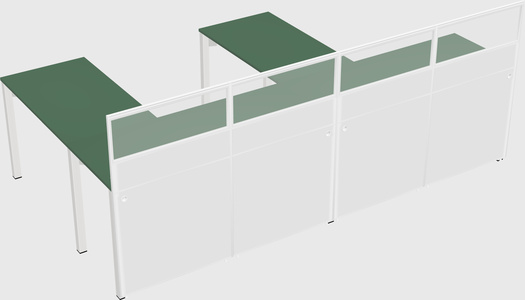 Shared l-shaped cubicle