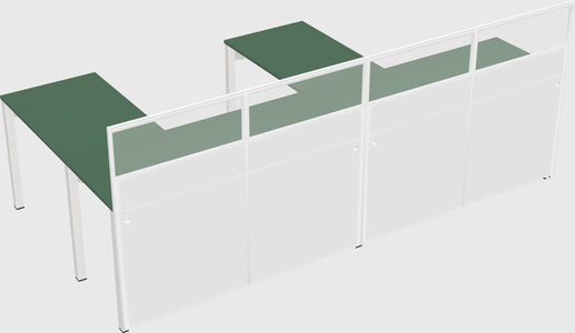 Shared l-shaped cubicle