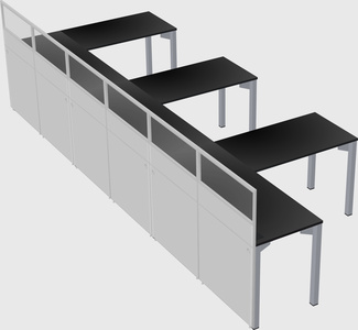 Shared l-shaped cubicle