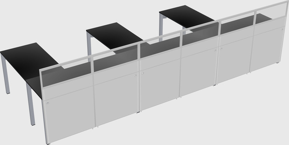 Shared l-shaped cubicle