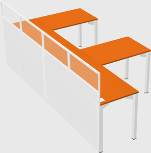 Shared l-shaped cubicle