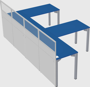 Shared l-shaped cubicle