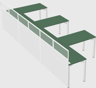 Shared l-shaped cubicle