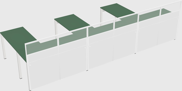 Shared l-shaped cubicle