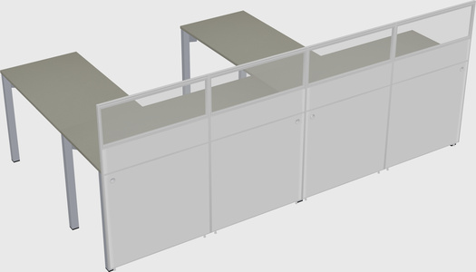 Shared l-shaped cubicle