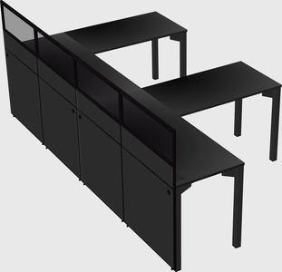 Shared l-shaped cubicle