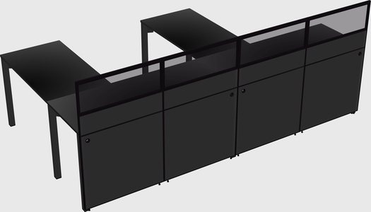 Shared l-shaped cubicle