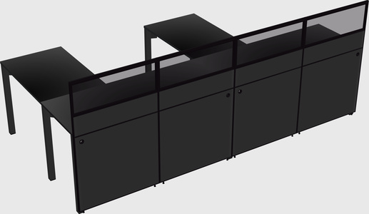 Shared l-shaped cubicle