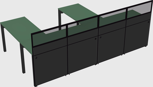 Shared l-shaped cubicle