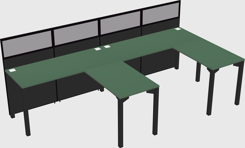 Shared l-shaped cubicle