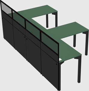 Shared l-shaped cubicle