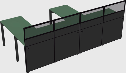 Shared l-shaped cubicle